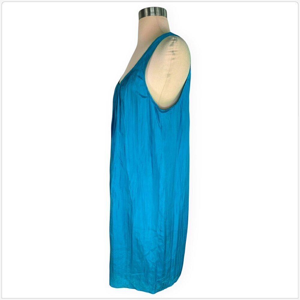 Calypso St Barth Deep Turquoise Crinkle Textured Silk Sleeveless Summer Dress M - Picture 3 of 5